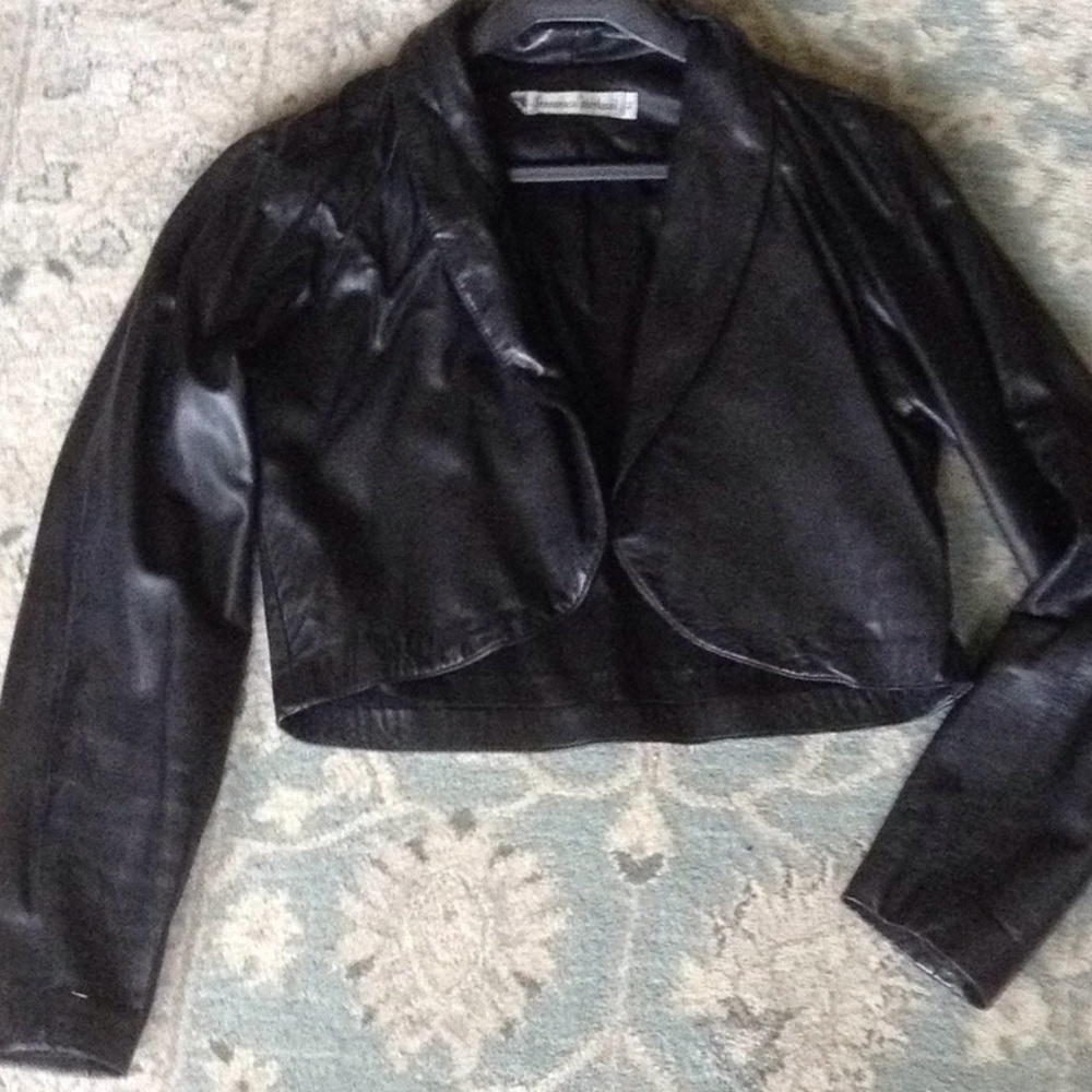 Cropped Leather Jacket - image 1